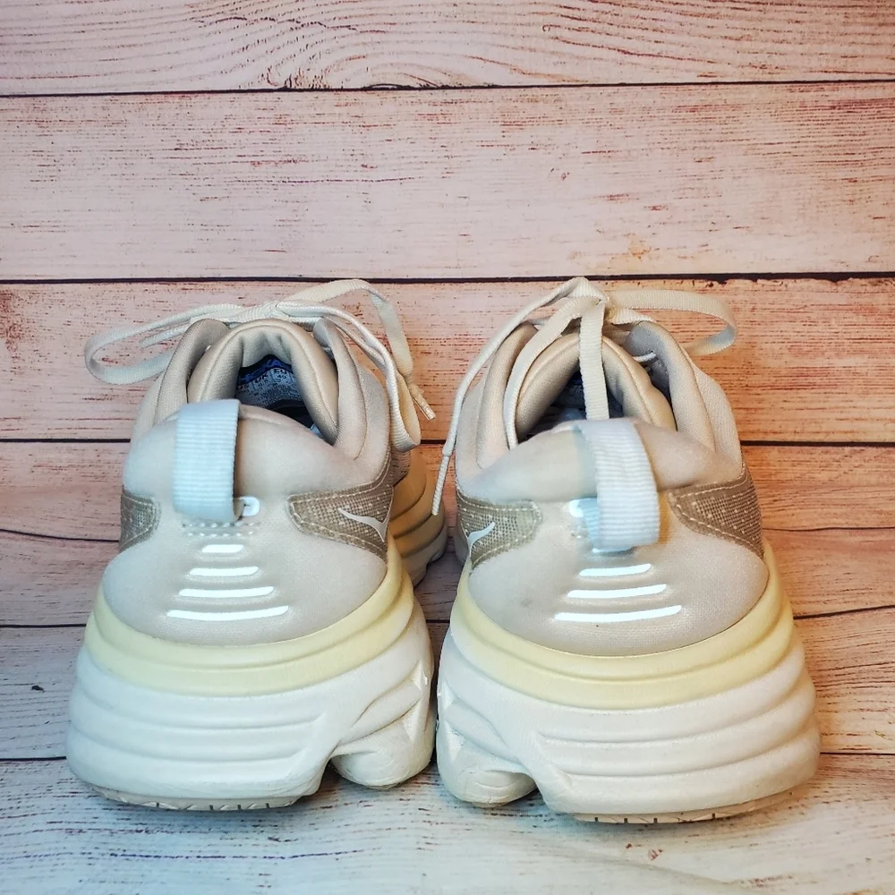 Hoka Womens 8B Bondie 8 Shifting Sand/Eggnog Athletic Running Shoes Sneakers - Picture 4 of 11